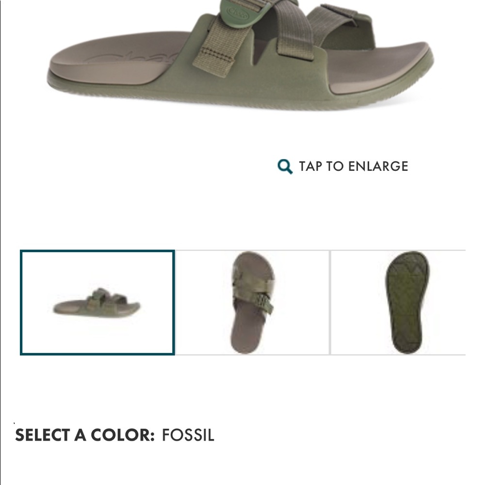 Chaco’s adjustable sandals. Moss/Army green.